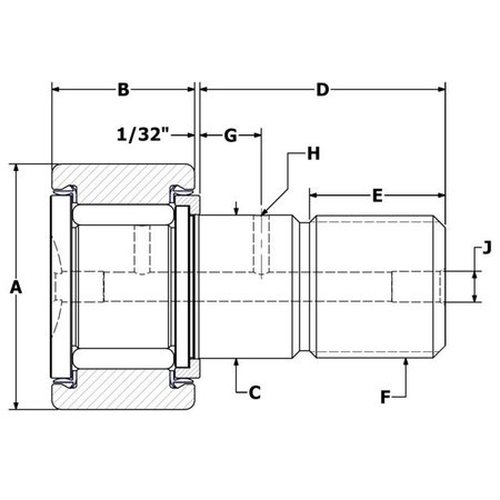 CARTER BEARINGS .5", Needle Cam Follower, HD, Sealed CNBH-16-S